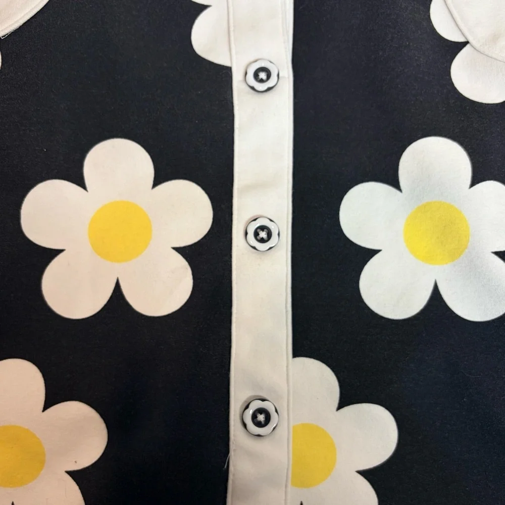 Gymboree Black White Yellow Daisy Shift Dress‎ Girl Size 8 Mod Retro 60s Floral
